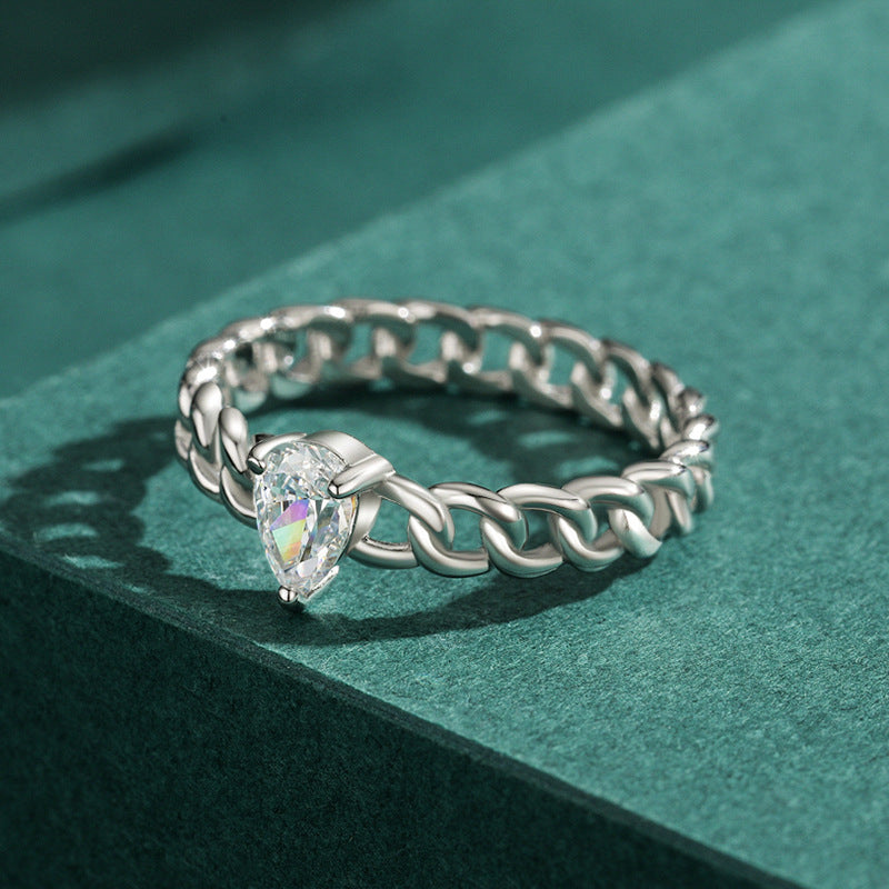 Dainty Chain Link Zirconia Ring