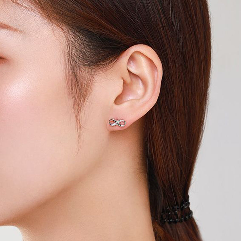 Seven Zirconia Infinity Stud Earrings