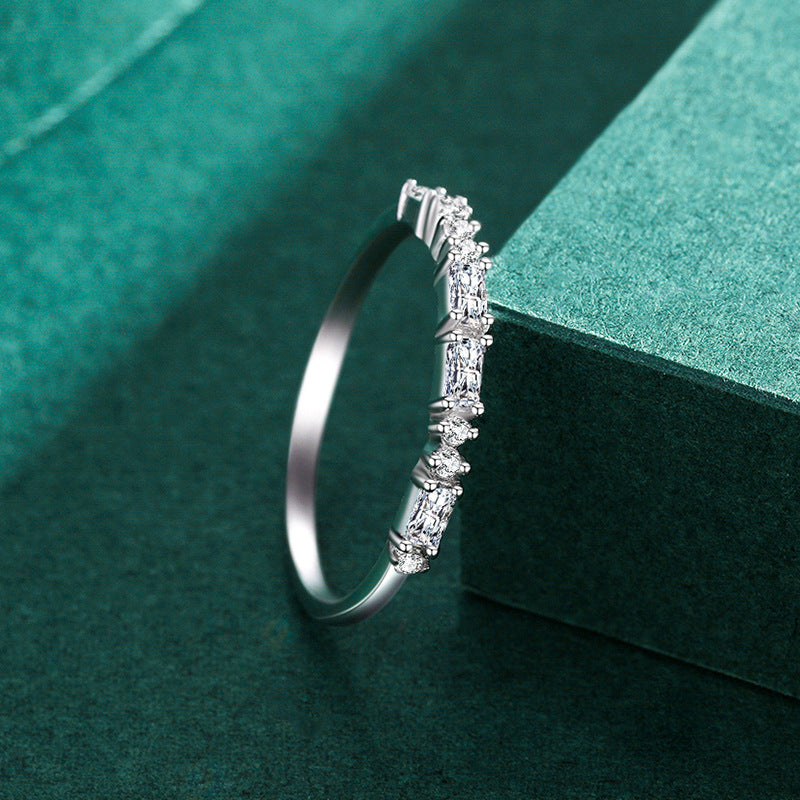 Mixed Cut Half Eternity Stackable Wedding Band