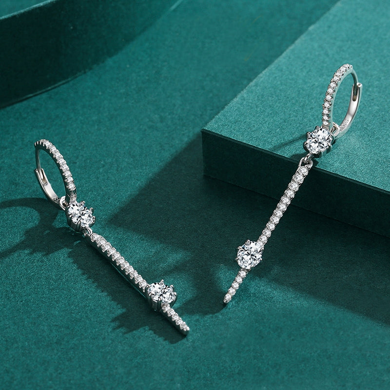 Pave Swing Drop Hoop Earrings