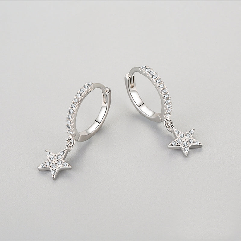 Star Charm Hoop Earrings
