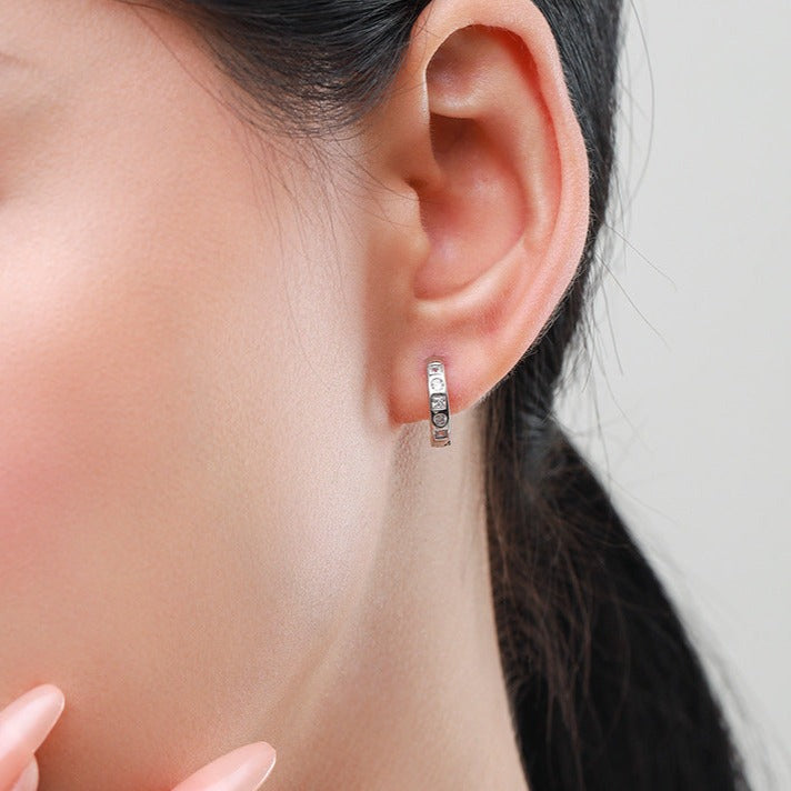 Classic Round and Square Cut Inlaid Hoop Earrings