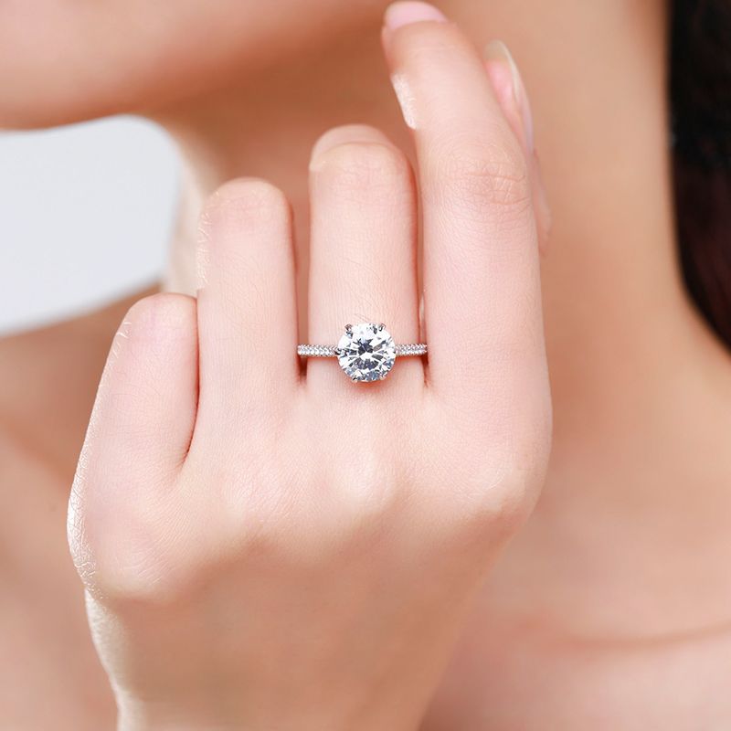 Hearts and Arrows Cut Round Engagement Ring