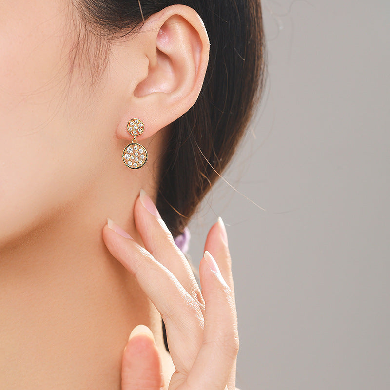 Dazzling Round Drop Earrings