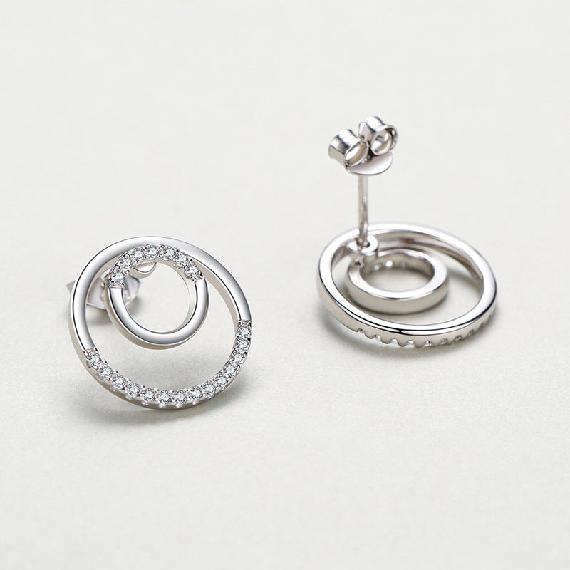 Double Ring with Pave Stud Earrings