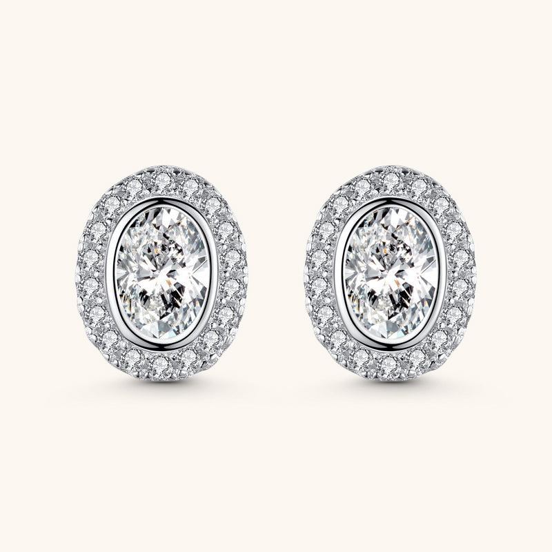 Classic Oval Cut Sparkling Stud Earrings