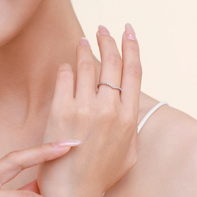 Chevron Shaped Band Zirconia Ring
