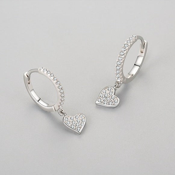 Heart Dangle Huggie Hoop Earrings