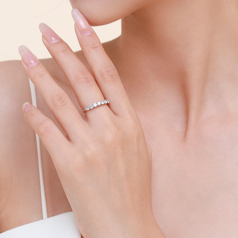 9 Round Cut Zirconia stacking Ring