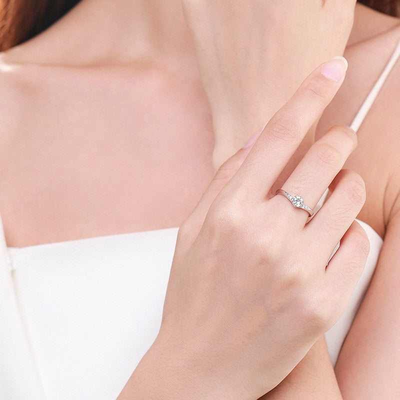 Solitaire Chevron Promise Engagement Ring