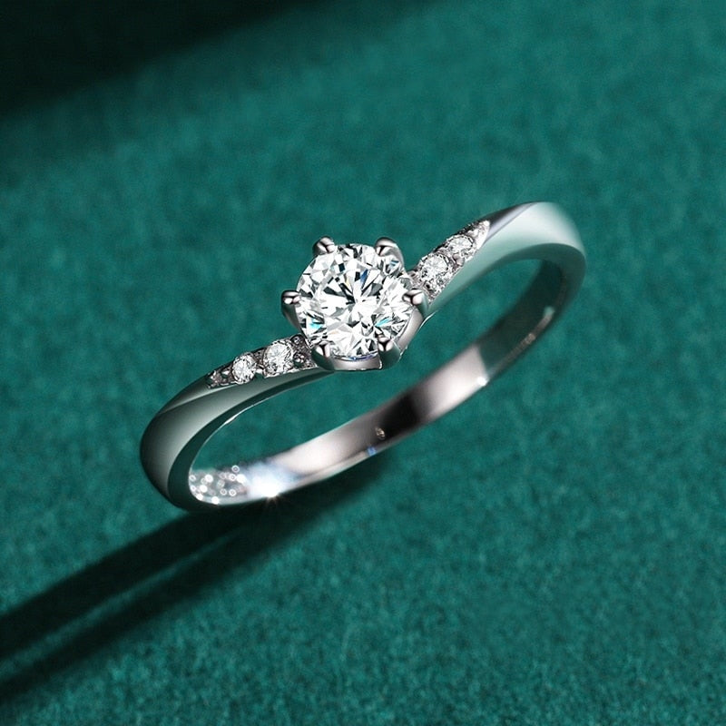 Solitaire Chevron Promise Engagement Ring