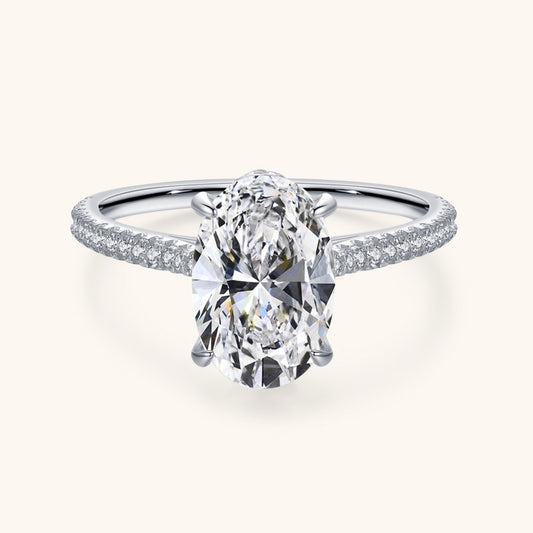 Classic Solo Oval Cut with Pave Engagement Ring