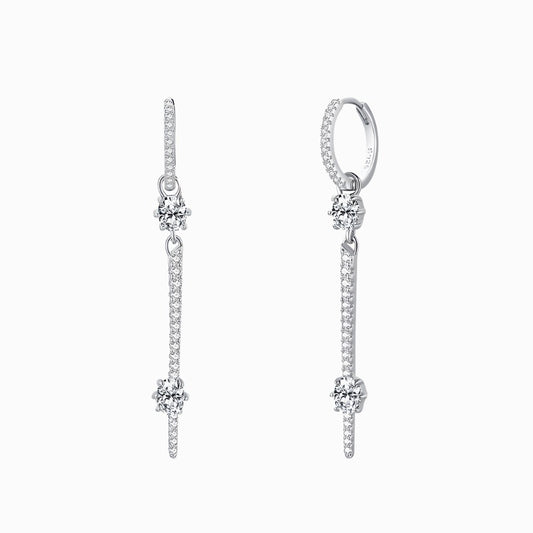 Pave Swing Drop Hoop Earrings