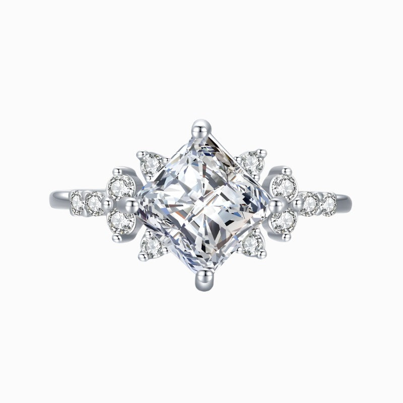 Princess Cut Dazzled Cubic Zirconia Silver Ring