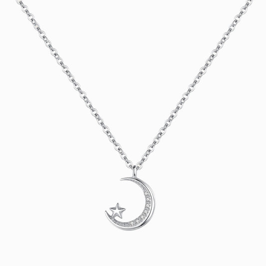 Crescent Moon with Star Necklace