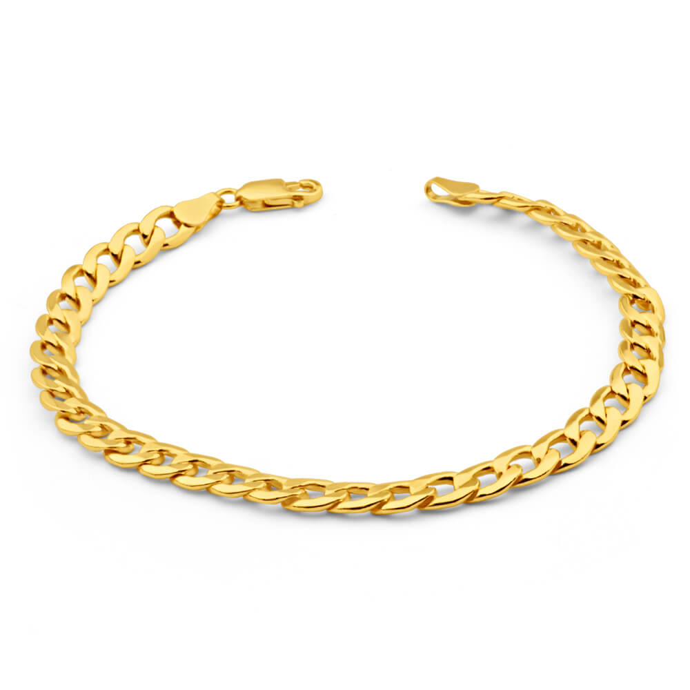 Curb 925 Sterling Silver 18K Gold Men Bracelet