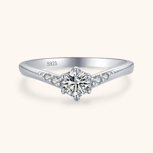 Solitaire Chevron Promise Engagement Ring