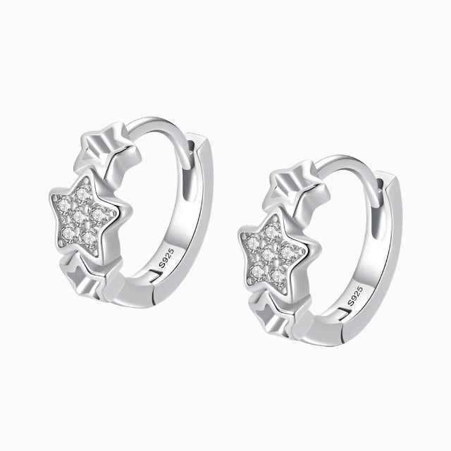 Tri-Star Hoop Earrings