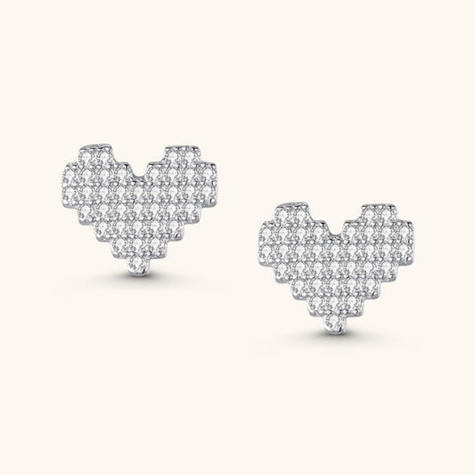 Sparkling Heart Stud Earrings