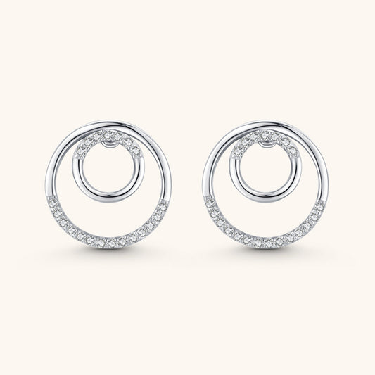 Double Ring with Pave Stud Earrings