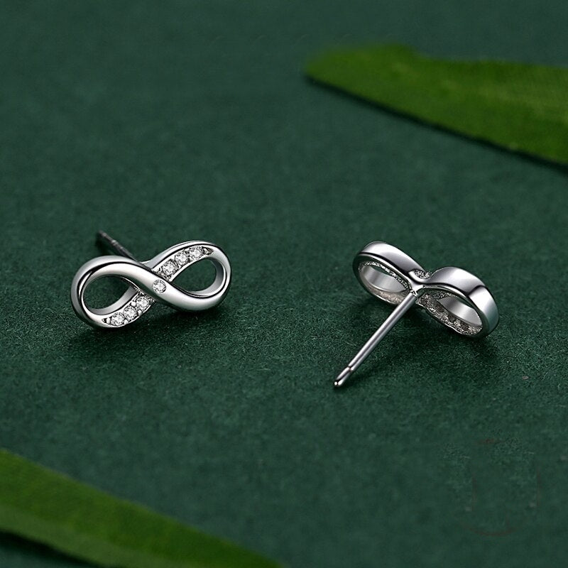 Seven Zirconia Infinity Stud Earrings