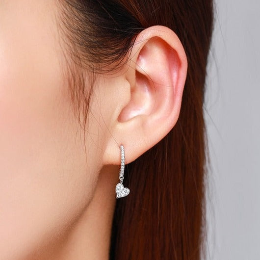 Heart Dangle Huggie Hoop Earrings