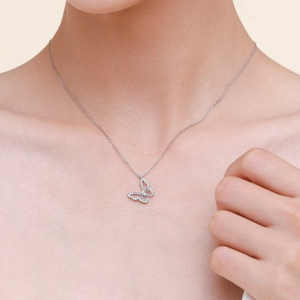 Dainty Butterfly Silver Pendant
