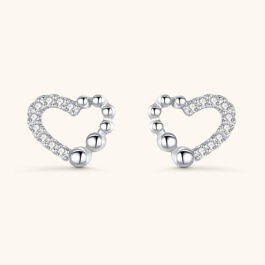 Dazzling Heart Stud Earrings