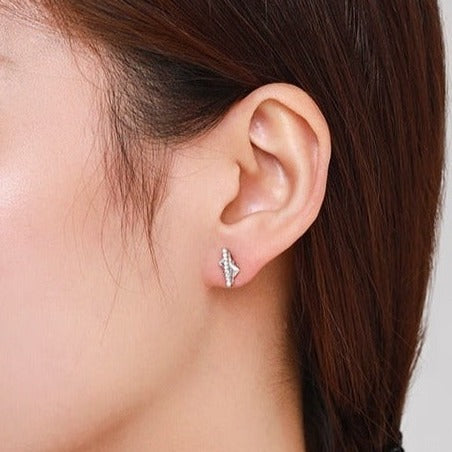 CZ Bar Earrings Silver Stud Earrings